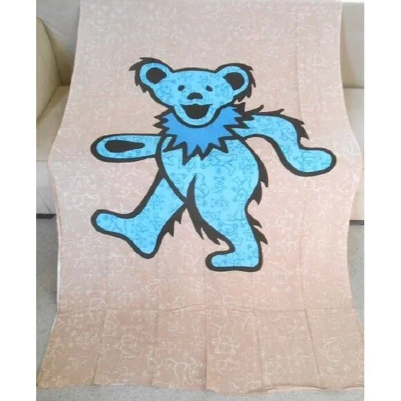 New Large Grateful Dead Huge Blue Dancing Bear Wall Art Decor Tapestry 52X80 NIP