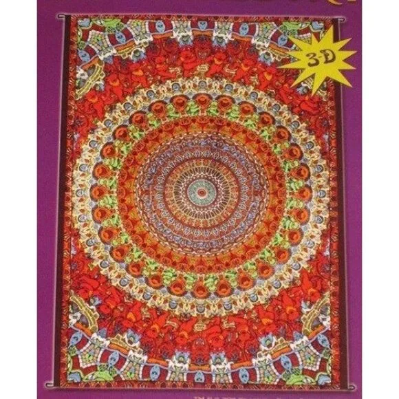 New Mosaic 3D Grateful Dead Bear Wall Decor Gift Tapestry w Loops, Glasses 60x90