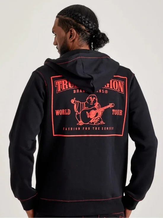 True Religion MENS TRUE RELIGION BIG T ZIP-UP HOODIE MSRP $150 NWT Size S