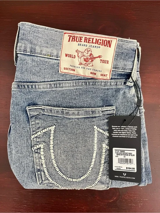 True Religion Geno Stich Slim Jeans Men's 31x32 Blue Relaxed New Odyssey Wash
