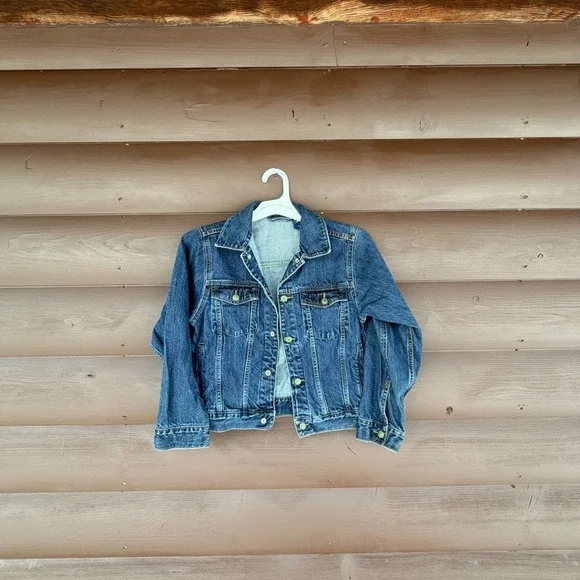 Vtg Oshkosh B'gosh Kids Denim Jacket Blue Kids Size 10 Classic Trucker Style