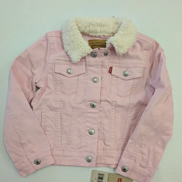 Levi's Pink Denim Jacket with Cream Sherpa Collar