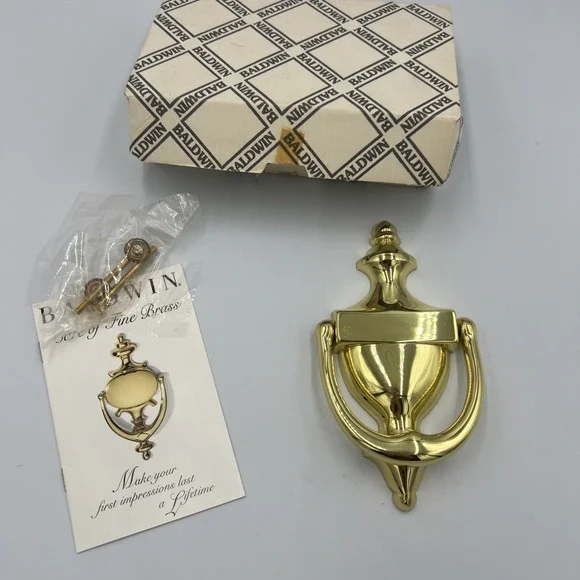 Vintage Baldwin Solid Brass Door Knocker Polished Imperial Style - New in box!
