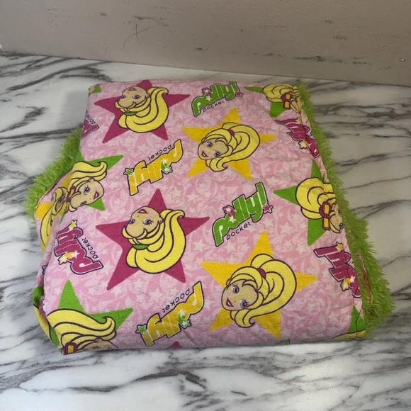RARE VTG HANDMADE Polly Pocket Soft Plush Throw Blanket 52x52