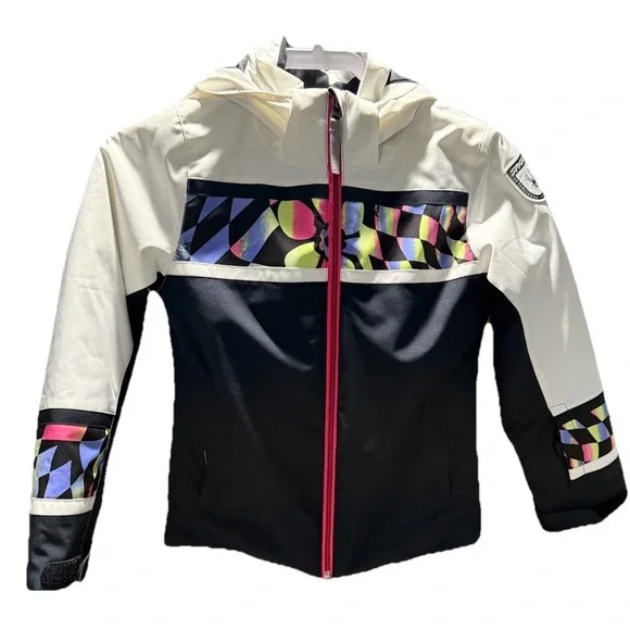 Spyder Mila Insulated Ski Jacket Waterproof Black & White Big Girls Size 10