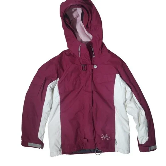 Firefly Ski Snowboard Jacket Girls M Burgundy White Hooded Winter‎ Warm Coat