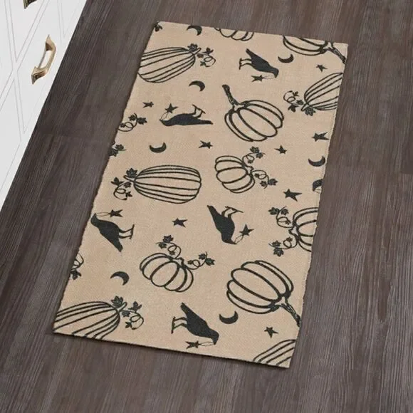 Halloween Raven Harvest Indoor Outdoor Rectangle Throw Rug Country Farmhouse