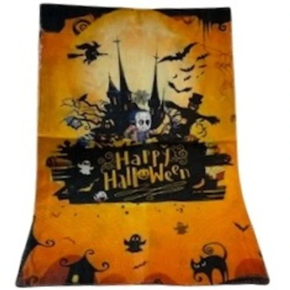 Happy Halloween Yard Flag‎ Spooky Castle Bats Ghosts Black Cat Orange 12