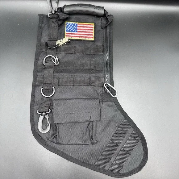 Military Tactical Canvas Christmas Stocking Black
