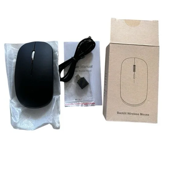 NEW Led Backlit Black Wireless Computer Mouse Rechargeable Model MC221