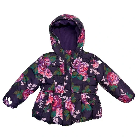 Cherokee Coat 18 Months Purple Floral Puffer Jacket
