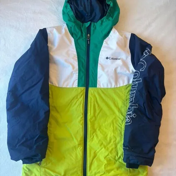 Columbia Sportswear Kids Green & Blue Winter Jacket | Outdoor Coat | Size Large