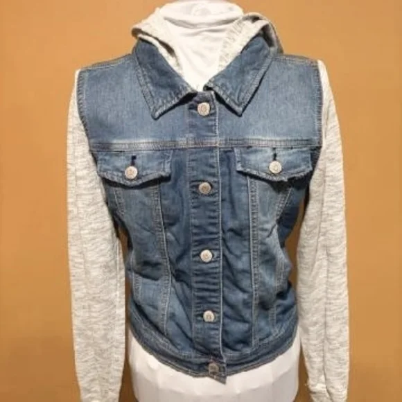 Cat & Jack Girls Denim Jacket with Gray Sleeves