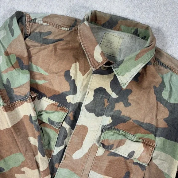 VTG US Military BDU Combat Coat Mens M Woodland Camo 1985 Field Jacket 4 Pocket