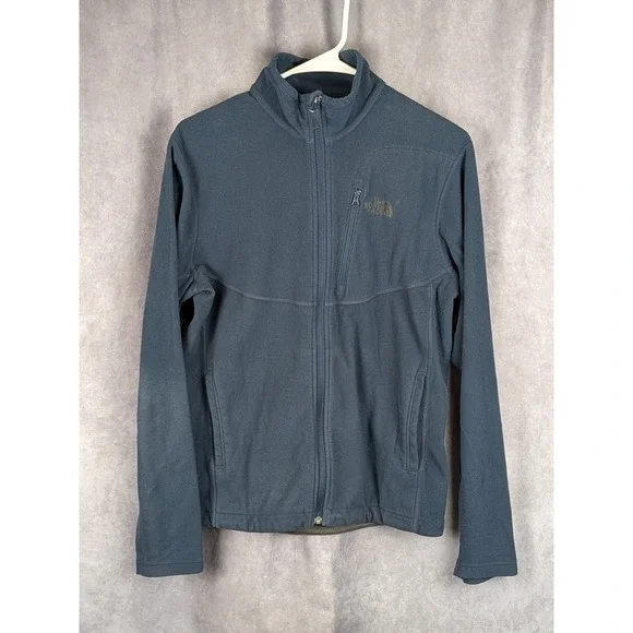 The North Face Mens Full Zip Fleece Jacket Navy Blue Mock Neck Small S/P