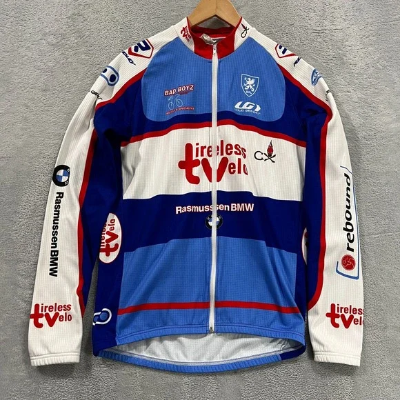 Louis Garneau BMW Cycling Mens L Jersey Jacket Full‎ Zip RARE Blue White