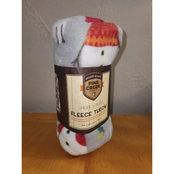 Pine Creek Fleece Throw Blanket 46 x 63 Unique Snowmen & Pets Christmas‎ New