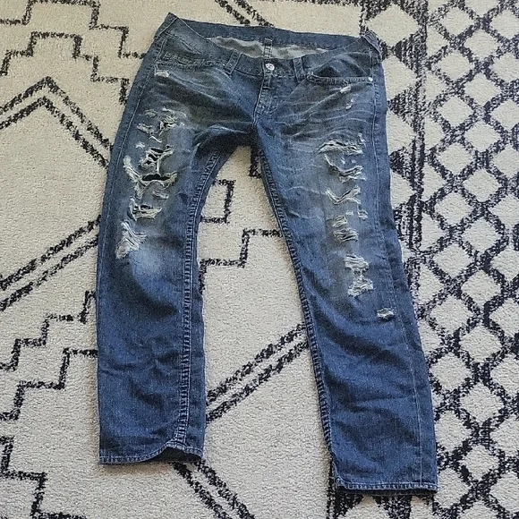 True Religion Men's Skinny Jeans - Distressed Blue