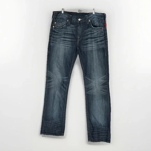NWOT True Religion Dark Wash Ricky Relaxed Straight Leg Jeans 38 Men 41x34