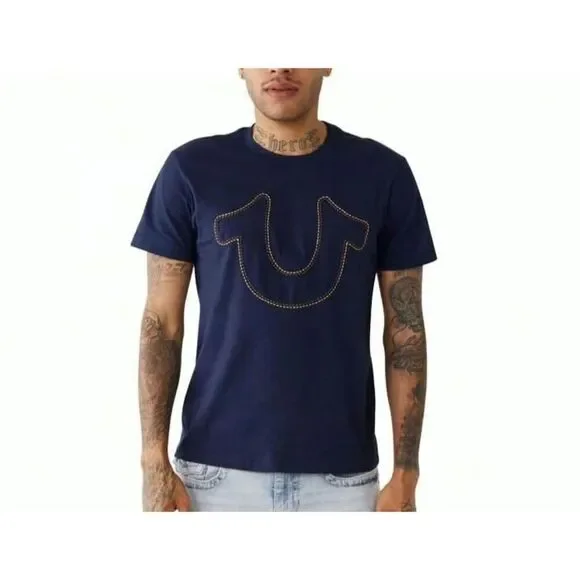 True Religion Men's XL Blue Horseshoe Logo Tee Short Sleeve‎ T-Shirt