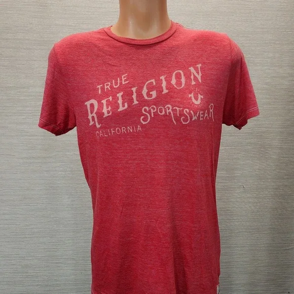 True Religion Sportswear California Graphic T-Shirt Mens Medium Red Heathered 33