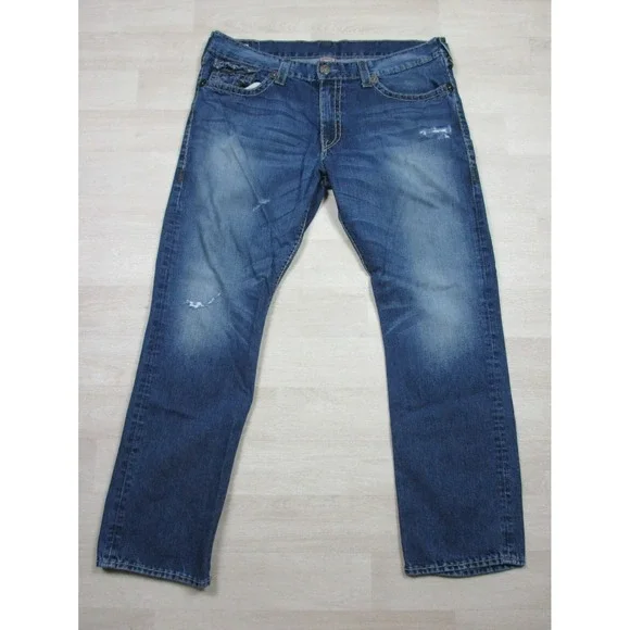 True Religion Men's Designer Jeans - Ricky World Tour USA Straight 42x33‎ Flap