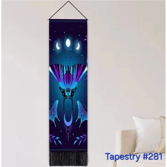 Butterfly Moon Phases Tapestry Wall Hanging Celestial Art‎ Decor #281