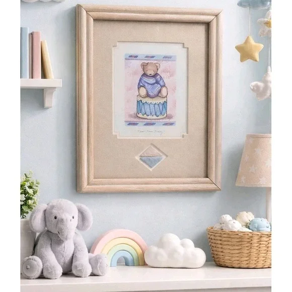 Y2K FIGI Graphics Teddy‎ Bear Nursery Art Pastel Baby Room Decor Tom Tom Teddy