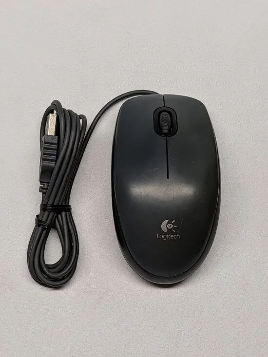 Vintage Logitech M100 Mouse Scroll Wired Optical Black 810-002141 PC USB