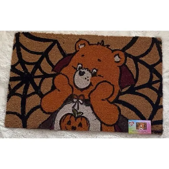 Care Bears Halloween Spider Web Vampire Pumpkin‎ Outdoor Coir Door Mat 18 X 28”