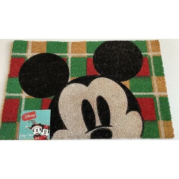 Disney‎ Mickey Mouse Christmas Holiday Season Coir Door Mat 18 x 28” Outdoor New
