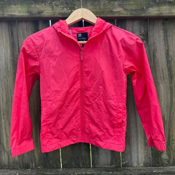 All in Motion Kids Pink Windbreaker Jacket Water Resistant‎ Hooded Size Small