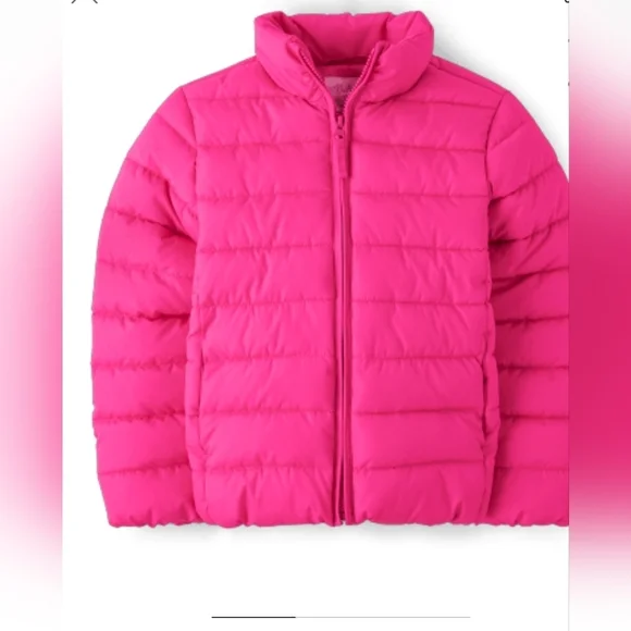 NWT Children’s Place Girls Puffer Jacket | Size 14 (XL) | Neon Pink Lightweight