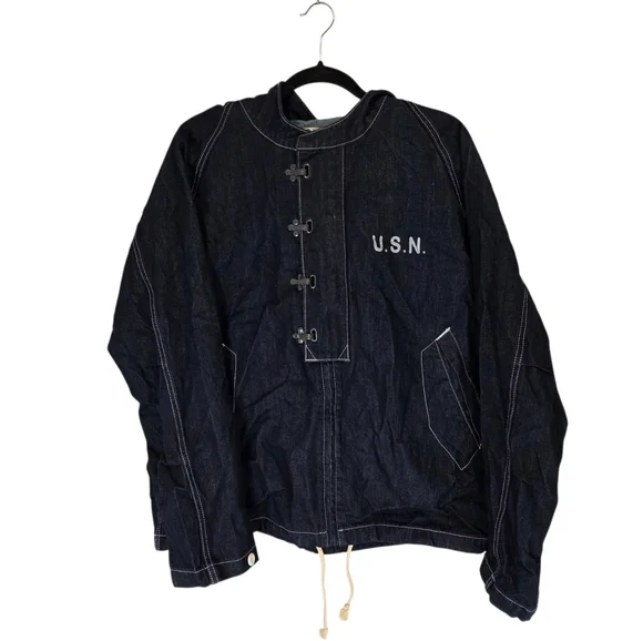 Uncle Fu x Maden Military Navy Deck Jacket Pullover Canvas Hooded Blue Size XXL