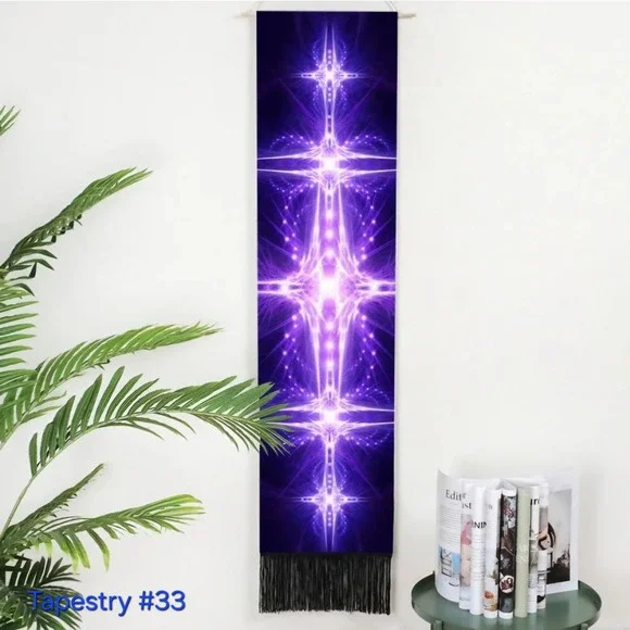 Purple‎ Abstract Starburst Tapestry Wall Hanging with Fringe Decor Art