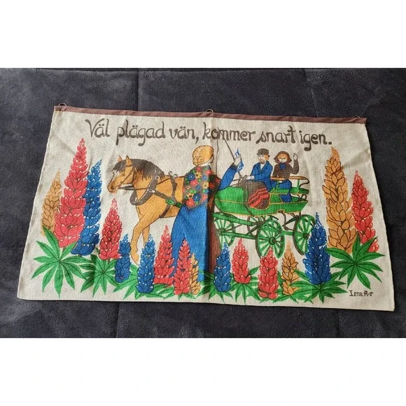 Vintage wall‎ hanging Lini of sweden scandinavian 70s Desing by Lena R-r