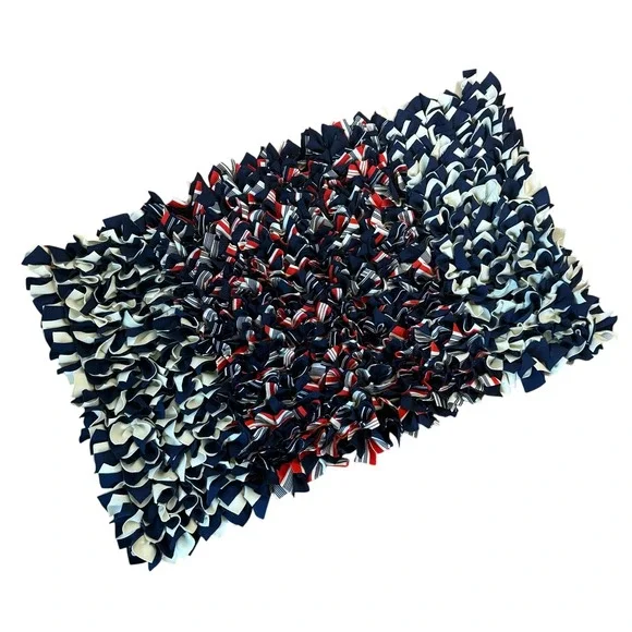 Vintage Handmade Rag Scrap Hand Made Machine Sewn‎ polyester Rug 31