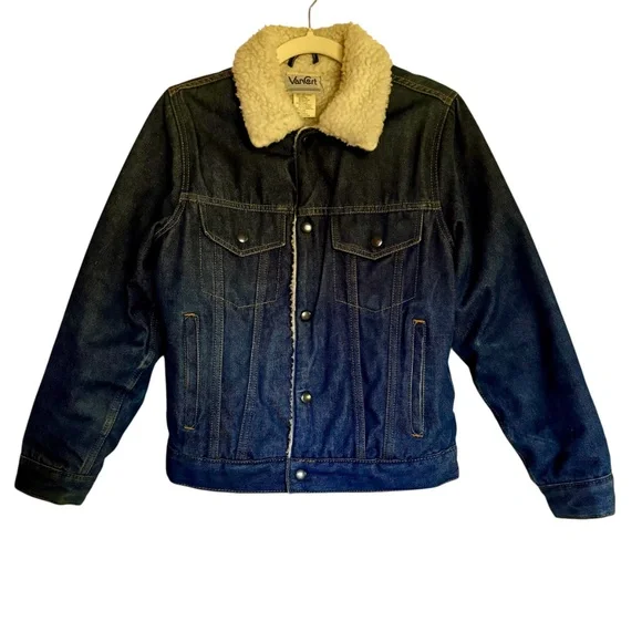 Vintage VanCort Sherpa‎ Lined Trucker Denim Jean Jacket Kids Size 18 XL