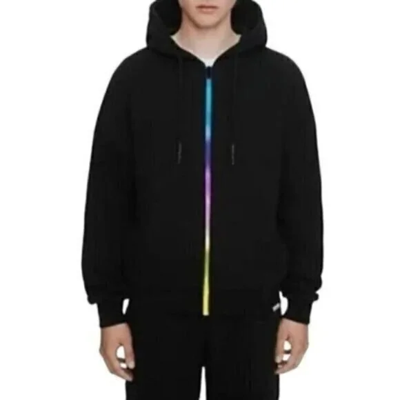 Eleven Paris Mens Black Hoodie Jacket New Medium