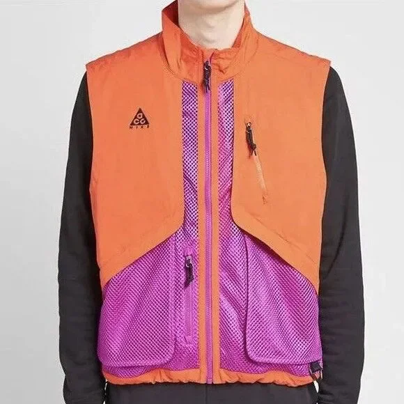 Nike ACG Men's Size L Habanero Red Vivid Purple Outdoor Full-Zip Utility Vest
