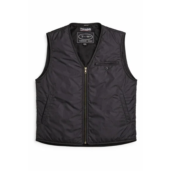 Tannery‎ West Mens Black Insulated Vest Thinsulate Zip Front Size 1X
