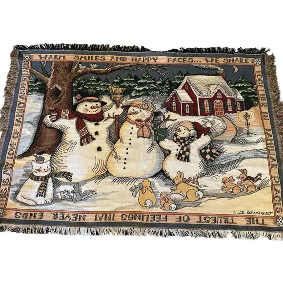 Goodwin Weavers Tapestry Throw 45”X68” Warm Smiles By S. Winget Winter Family‎