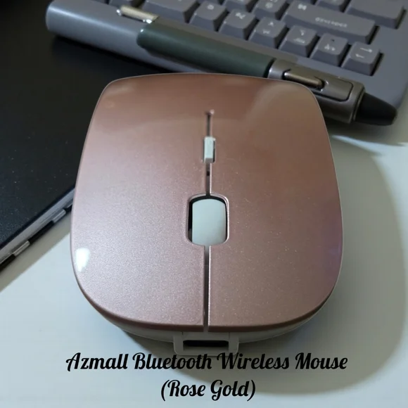 Azmall Bluetooth Wireless Mouse Laser Optical Rechargeable Mouse (Rose Gold)