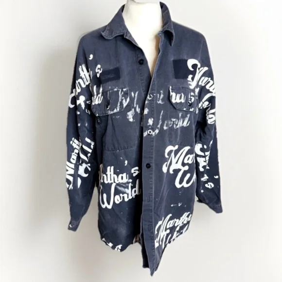 Unisex Martha's World Black & White Graphic Jacket | Medium
