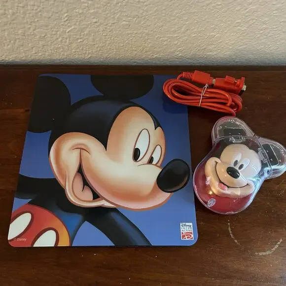 Disney Mickey Mouse PS/2 Wired Ball Mouse & Mouse Pad Set – New, No Box