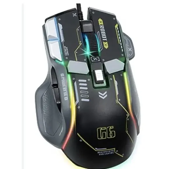 USB Wired Mouse Mecha Design, Black, RGB, Brand New up to 12800 DPI
