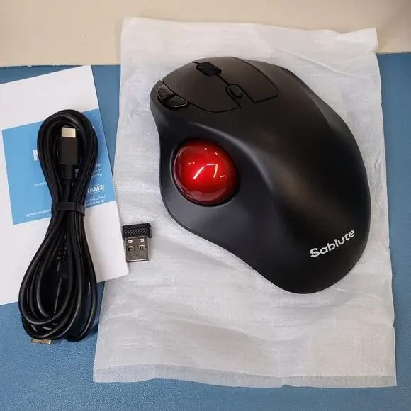MAM2 Wireless Trackball , Rechargeable Ergonomic with Thumb Control for 3 Dev...