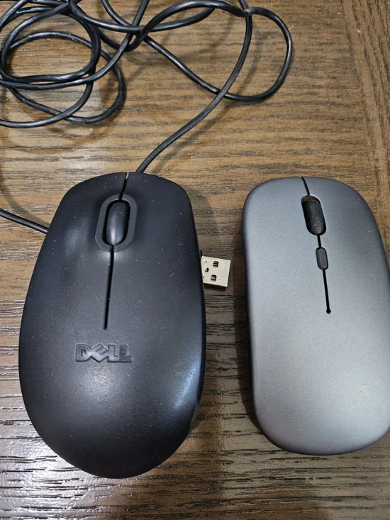Dell Black Wired USB Mouse with Gray Companion Mouse