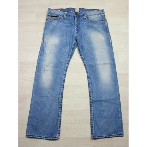 True‎ Religion Men's Designer Jeans - Ricky Super T USA Straight 42x34 Flap