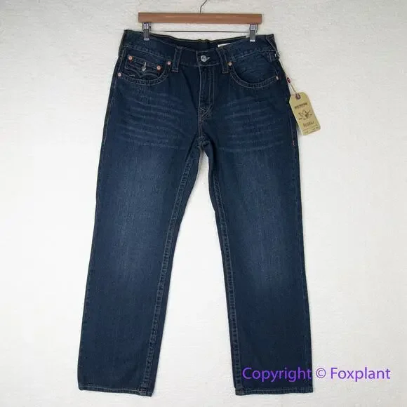 New! True Religion mens Ricky straight‎ jeans, size 36